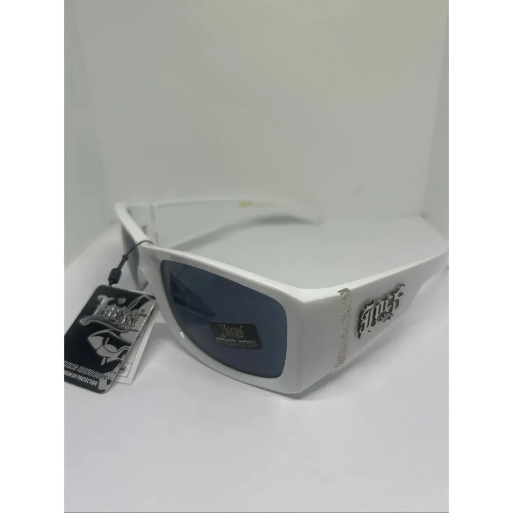 Locs White Frame Black Smoke Lens Sunglasses UV400 Hardcore Shades